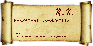 Mohácsi Kordélia névjegykártya